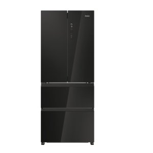 Freestanding, French Refrigerator Freezer, Black Glass, Class E, H177.5 x W70 x D68.8 (cm) 402 lt