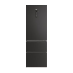 Freestanding, French Refrigerator Freezer, Black Steel, Class D, H185 x W59.5 x D66.7 (cm) 66.7 lt
